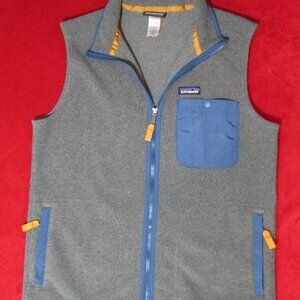 Patagonia Synchilla Fleece Vest - Nickel w/ Clement Blue - Logo Pockets